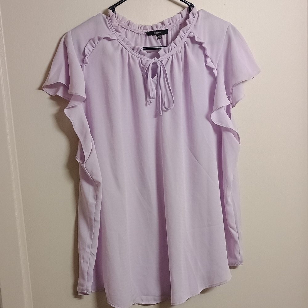 Blāshe Lavender Ruffle Sleeve Women's Top